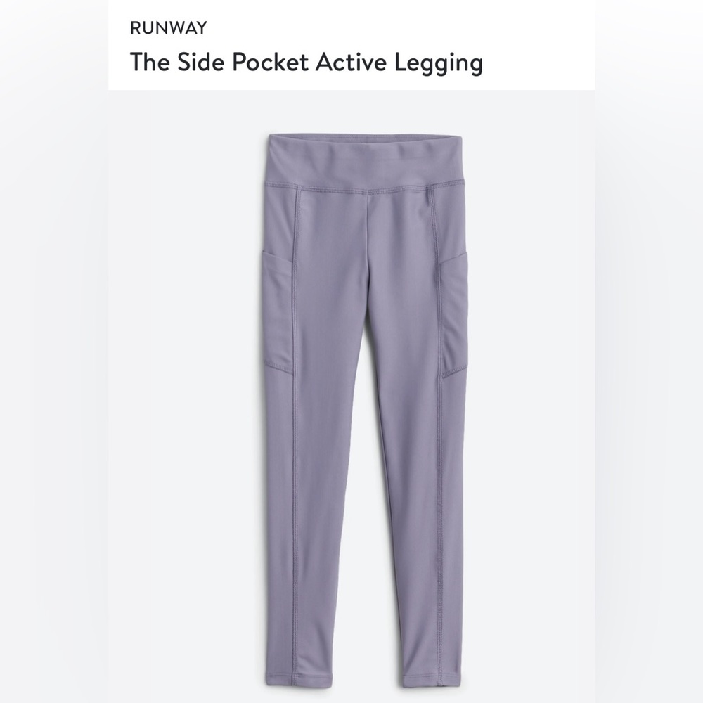 NWT Runway “The Side Pocket Active Legging.” Size M (youth 8/10).